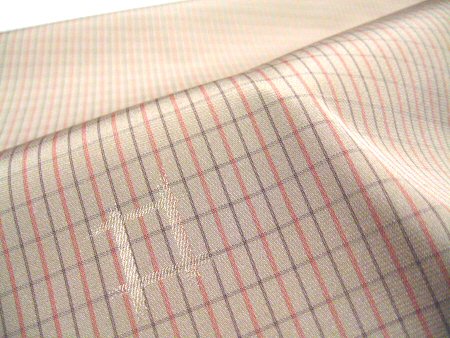 縞 格子　の着物　Ｎｏ．57605 高級西陣織　大人のカジュアル着物