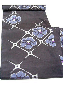 銘仙 着物 反物 変り花菱 椿(ツバキ) アンティークきもの No.173 画像1