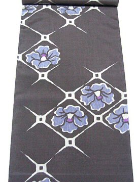 銘仙 着物 反物 変り花菱 椿(ツバキ) アンティークきもの No.173 画像3
